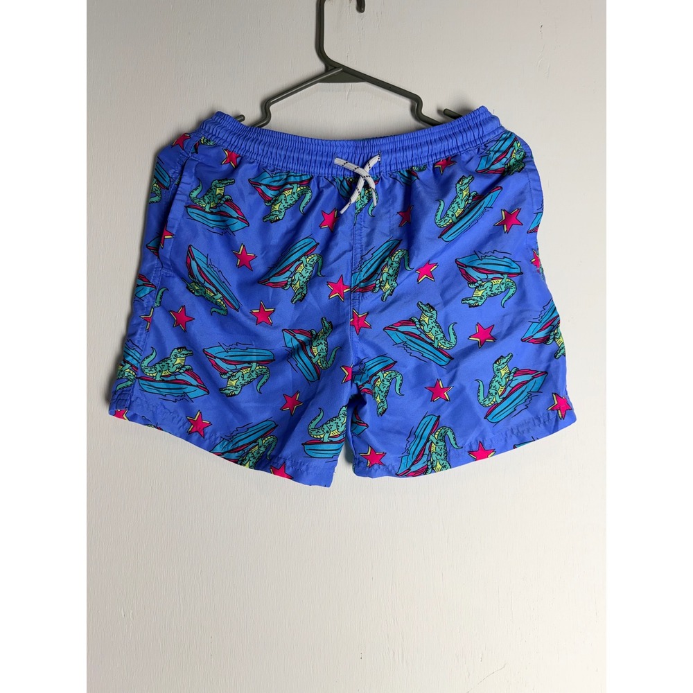 Boys Blue Crocodile Jet Ski Swim Trunks Shorts Pink Stars Beach Pool Size S